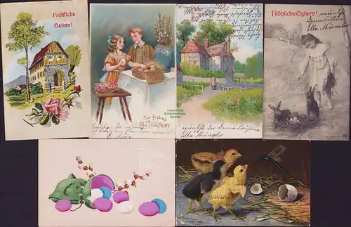 152550 6 AK Berlin Fröhliche Ostern 1906 Hasen Kücken Kinder Ostereier