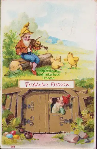 152556 AK Berlin Fröhliche Ostern 1907 Zwerge Ostereier Küken