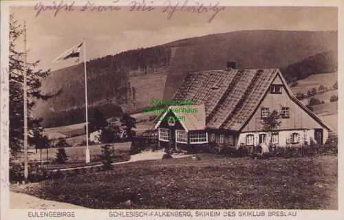 155687 AK Eulengebirge Schlesisch Falkenberg Skiheim des Skiklub Breslau 1929