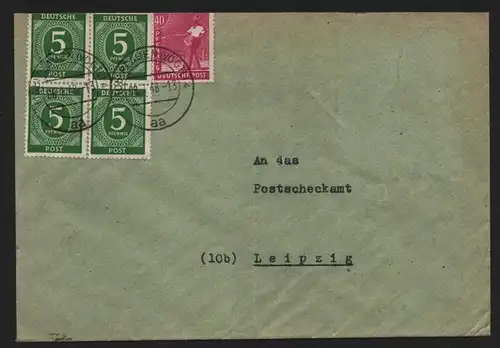 B12958 SBZ Brief Währungsreform Zehnfachfrankatur 1948 Plauen Vogtl. 4 08.7.48