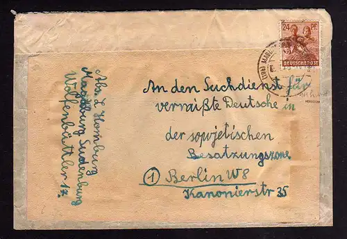 h855 Brief Handstempel Bezirk 20 Magdeburg 5 Ortsname abgedeckt 6.7.48 nach Berl