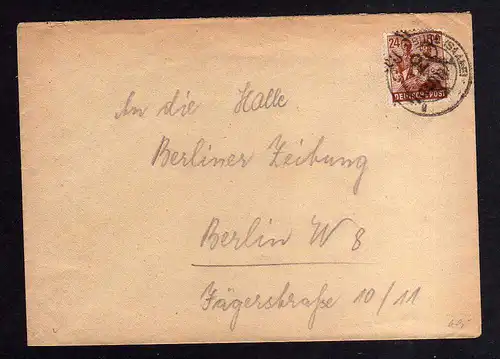 h739 Brief Handstempel Bezirk 20 Naumburg 10.7.48 Fernbrief nach Berlin an Halle
