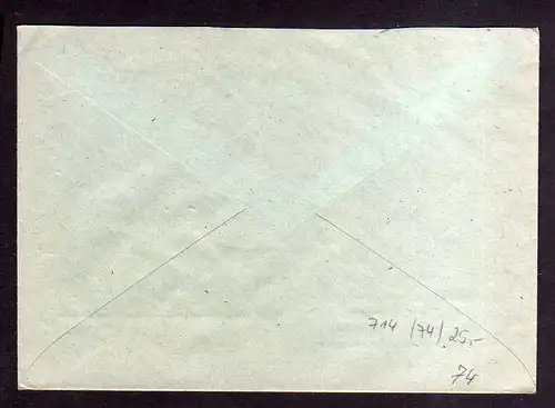 h714 Brief Handstempel Bezirk 20 Harzgerode 5.7.48 Lederwaren Fabrik nach Thale