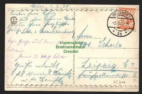 35310 AK Alpen Westfahlenhaus gegen Längenthalerferner 1928 Innsbruck