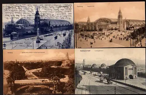 35293 4 AK Hamburg Kersten Miles Brücke 1916 Hauptbahnhof 1909 Landungsbrücken