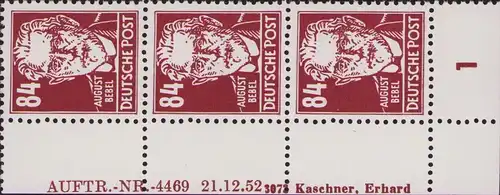 2712 DDR 341 va XII DKV 3073 Kaschner, Erhard Auftr.-Nr.-4469 21.12.52** postfri