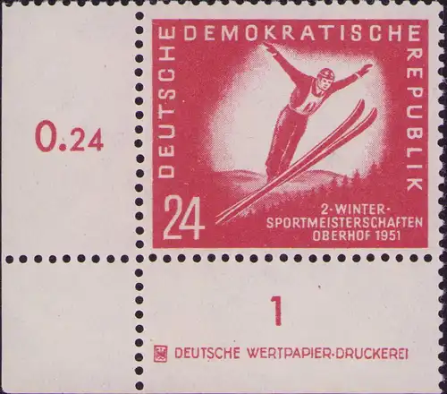 2773 DDR 281 DZ Type II Wintersportmeisterschaften Oberhof 1951 ** postfrisch Zä