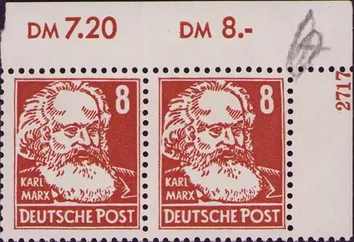 2742 SBZ 214 c DZ 2717 Köpfe I seltenes Druckerzeichen ** postfrisch Zähnungsvar