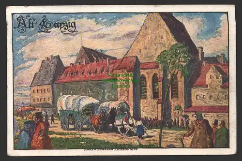 154476 AK Künstlerkarte Alt Leipzig Paulinum Grimmaisches Tor Baufachausstellung