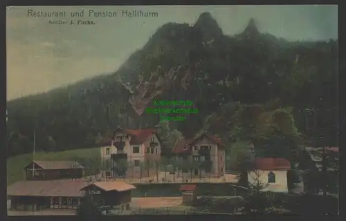 154438 AK Hallthurm Posthilfsstelle Taxe Bad Reichenhall 1907 Restaurant Pension