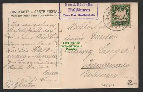 154438 AK Hallthurm Posthilfsstelle Taxe Bad Reichenhall 1907 Restaurant Pension