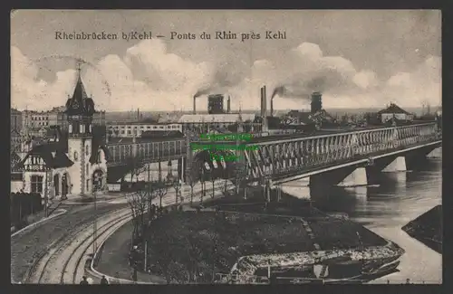 154434 AK Rheinbrücken bei Kehl Ponts du Rhinpres Kehl 1908