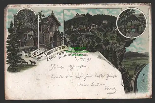 154405 AK Kunnerstein bei Schellenberg Sachsen Erzgeb. Bastei Gasthaus 1896