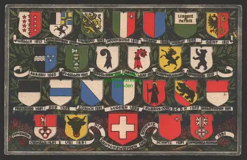 154380 AK Die Kantonswappen der Schweiz um 1920