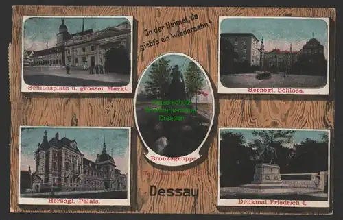 154331 AK Dessau Schlossplatz Grosser Markt 1918 Palais Schloss Denkmal