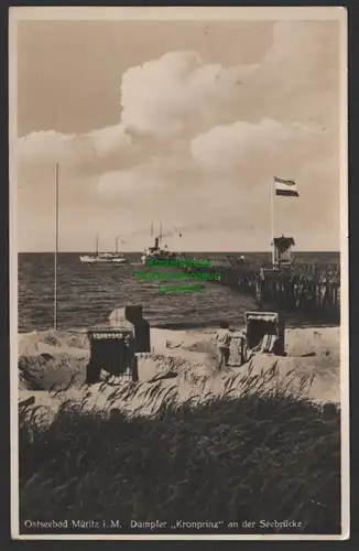 154321 AK Ostseebad Müritz i. M. Dampfer Kronprinz an der Seebrücke 1936