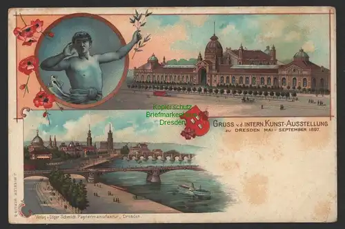 154281 AK Dresden 1897 Internationale Kunstausstellung Litho Ausstellungspalast