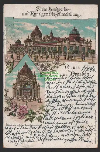 154279 AK Dresden 1896 Sächs. Handwerks- und Kunstgewerbeausstellung Portal I