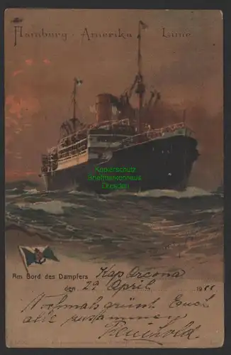 154249 AK Litho Hamburg Amerika Linie Am Bord des Dampfers Kap Arcona 1911