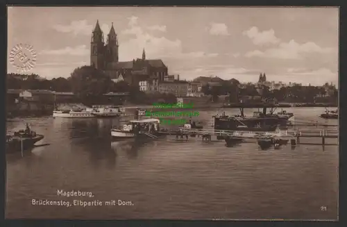 154233 AK Magdeburg um 1920 Brückensteg Elbepartie mit Dom