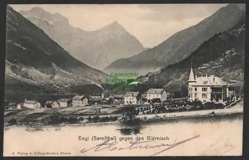 154226 AK Engi Glarus 1904 Sernfthal gegen den Glärnisch Schweiz