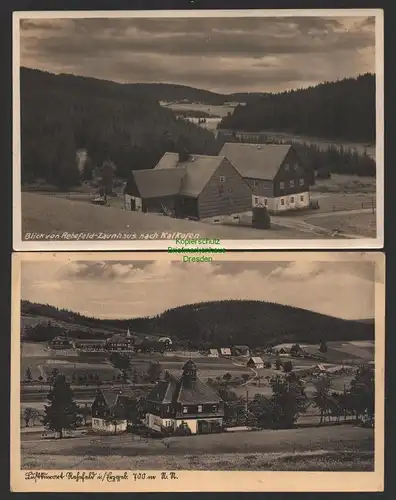 154176 2 AK Erzgebirge Rehefeld Zaunhaus nach Kalkofen 1931 Landpoststempel Schm