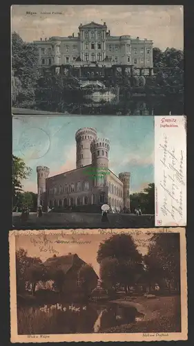 154172 3 AK Rügen Schloss Putbus 1910 Granitz Jagdschloss 1908 Wiek Idyll 1931