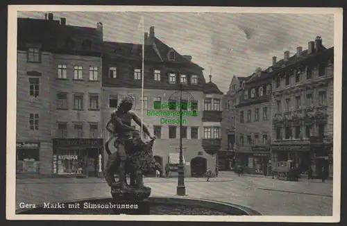 154162 AK Gera Markt mit Simsonbrunnen um 1935