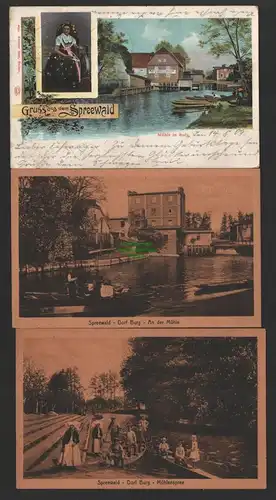 154116 3 AK Spreewald Mühle in Burg 1909 Dorf Burg An der Mühle Mühlenspree