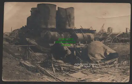 154109 AK Oppau bei Ludwigshafen 1921 Explosion Stickstoffwerk Trümmer Waggon