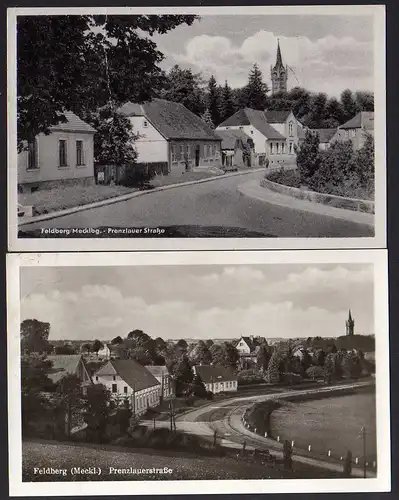 60366 2 AK Feldberg Mecklenburg Fotokarte Prenzlauerstraße 1954