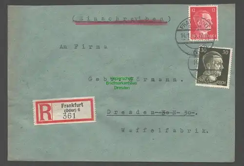 B9332 R-Brief Gebr. Hörmann A.-G. Frankfurt (Oder) 6 1943