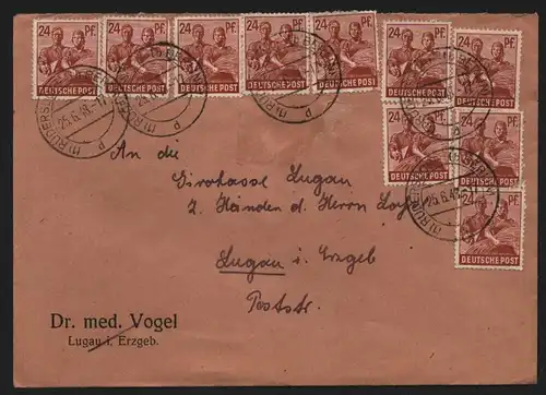 B12861 SBZ Brief Währungsreform Zehnfachfrankatur 1948 Rüdersdorf bei Berlin 25.