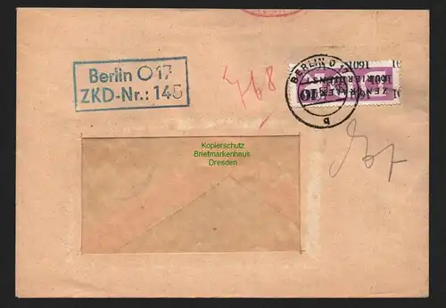 B4795 DDR ZKD B 14 Brief 1601 Berlin Fernbrief Ortsporto frankiert Merseburg