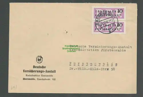 B5126 DDR ZKD 2x B 6 Brief Deutsche Versicherung Eberswalde nach Fürstenwalde