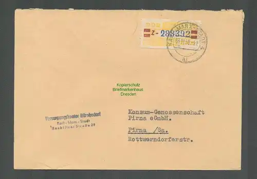 B5209 DDR ZKD B 25 Z Brief Versorgungskontor Bürobedarf Karl-Marx-Stadt n. Pirna
