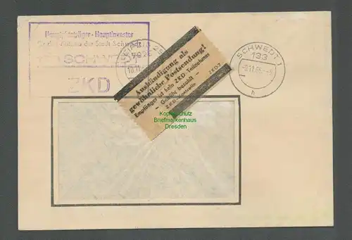B5260 DDR ZKD Brief 1966 Hauptplanträger Hauptinvestor für den Aufbau Schwedt