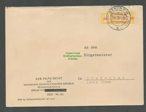 B5194 DDR ZKD B 17 L Brief Berlin Der Präsident der DDR Präsidalkanzlei an Bürg