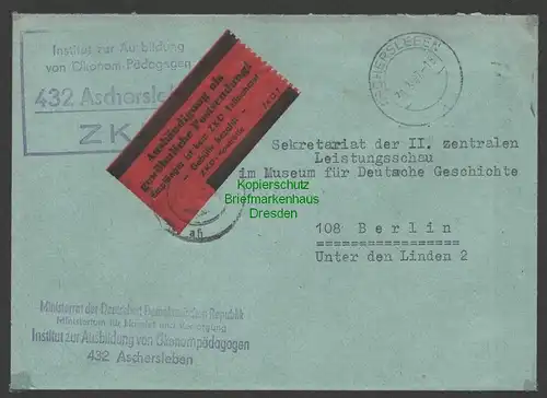 B7531 DDR ZKD Brief Aschersleben 1967 Aushändigung als gewöhnliche Postsendung