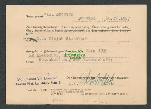 B5302 DDR ZKD B 16 M Dresden Postkarte offene Karten unzulässig 1958 Liebethal