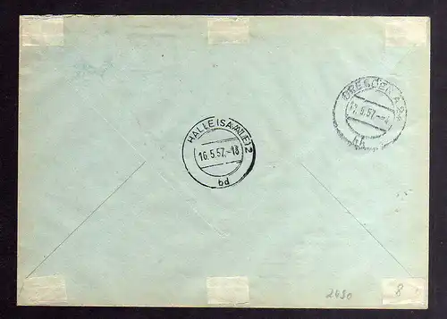 B2490 Brief DDR ZKD 11 8000 1957 Rat der Stadt Halle Saale nach Dresden