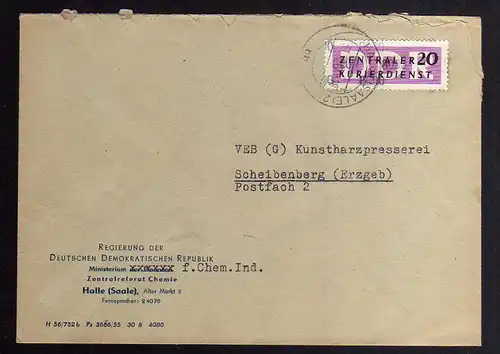 B2494 Brief DDR ZKD 15 8000 1957 Regierung Zentralreferat Chemie Halle Saale n.