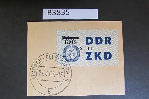 B3835 DDR ZKD C 53 XI KMS auf Pdm 2/11 Briefstück echt gest. Limbach-Oberfrohna