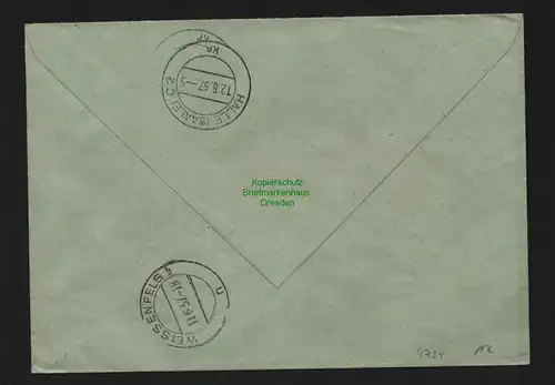 B4734 DDR ZKD B 2x 10 Brief 8017 Weissenfels Bezirksdirektion für Kraftverkehr