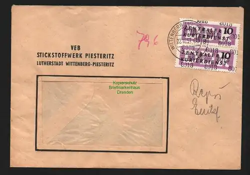 B4733 DDR ZKD B Brief 2x 10 Brief 8018 Lutherstadt Wittenberg VEB Stickstoffwerk