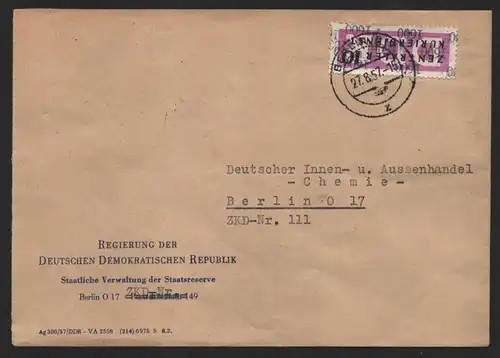 B14267 DDR ZKD Brief 1957 14 1600 Berlin Ministerien Regierung der DDR Staatlich