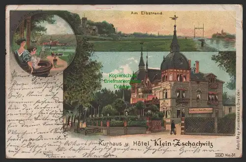 154093 AK Litho Dresden Klein - Zschachwitz  Kurhaus Hotel 1897