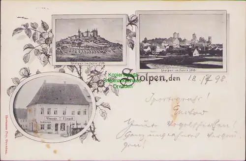 155916 AK Stolpen 1898 Weinstube Leupold Stadtbild 1758