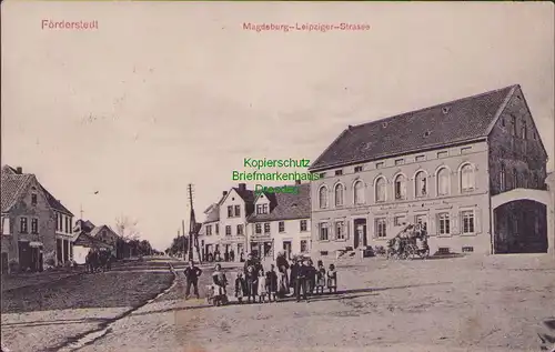 155966 AK Förderstedt Staßfurt 1907 Magdeburg-Leipziger Straße Gasthof zum Adler