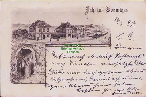 155851 AK Bahnhof Coswig i. S. 1898 Sachsen